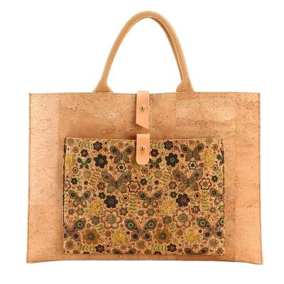 China 100% 2022 New Eco-Friendly Fashionable Eco-Friendly Natural Cork Towel Handbags With Printed Butterfly Patterns for sale