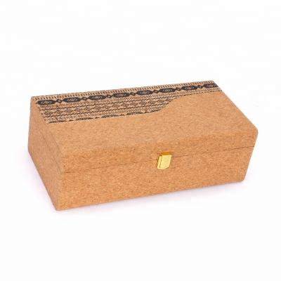 China Handmade Portugal Imported Lightweight Custom Printing Single Cork Bottle Box Eco-friendly Cork Wine Gift Box Cork Bottle Packaging Box for sale