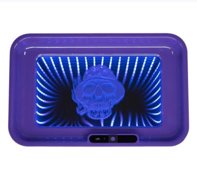 China For Vapruz 2022 hot sale customer hotel ktv and logo LED Tobacco Packing Serving Tray Smoking Abysm Rolling Trays Tray Mirror Pattern Led Smoking for sale