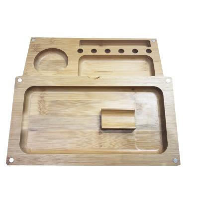 China Wooden Wick Tray Holder Serving Tray Eco-friendly Rolling Bamboo With Lid Wholesale Custom Logo Modern 2021 Serving Tray for sale