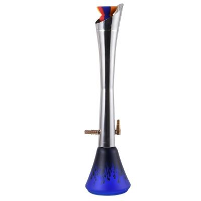 China 2022 New Hot Selling Glass+Metal Jar Special Shaped Large Glass Hookah Shisha With High Led Hookah for sale