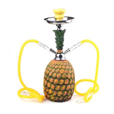 China Middle East Set Fruit Double Hose Resin Shisha Hookah Arabia Shisha Resin Pineapple Hookah for sale