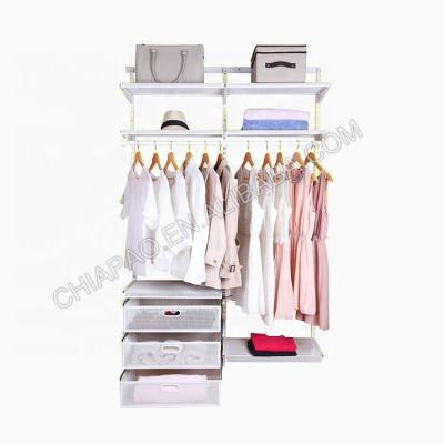 China Adjustable (height) Wall Mount Metal Wire Closet Wardrobe Hanging Shelves Ppen Closet System Wire Closet for sale