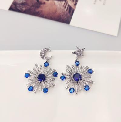 China FASHIONABLE high quality color star moon red green blue silver earrings suitable for party performance earrings fashion earrings for sale