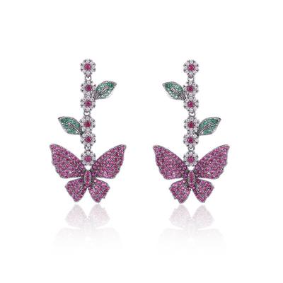 China CLASSIC manufacturer sells high quality fashionable butterfly earrings set, customized earrings, banquet party bride earrings for sale