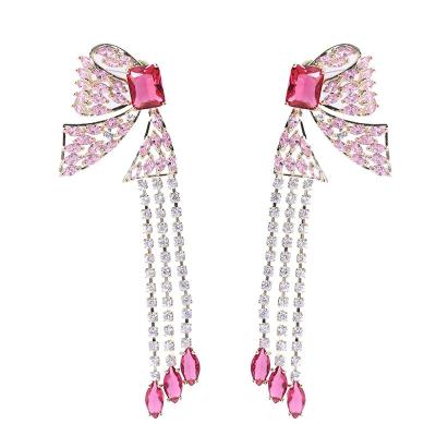 China Fashion Personality S925 Butterfly Earrings Silvery Pink Needle Zircon Diamond Diamond Zircon Stud Earrings Fashionable Butterfly Bride Yellow Earrings for sale