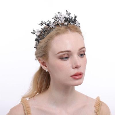 China 2022 New Bridal Party Bride Crown Butterfly Crown Headwear Crown Colorful Rhinestone Wedding Headwear and Hair Jewelry High Quality Crown for sale