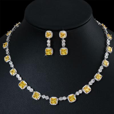 China High Quality Zirconia Jewelry Set Wedding Dubai Bridal Bridal Jewelry Sets 18k Gold Plated For Copper for sale