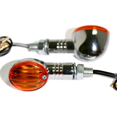 China Motorcycle Plastic Or Steel Mini Oval Chrome Indicators With Amber Lens for sale