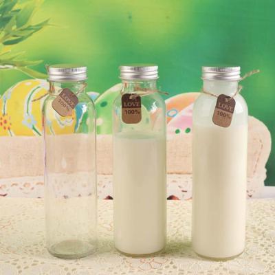 China Hot Beverage Sale100mL 200mL 500mL Milk Glass Bottles Glass Juice / Milk Bottle With Wooden Cup for sale