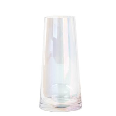 China Minimalist Crystal Silver Glass Vase Glass Cylinder Vase Wedding Glass Vase Manufacturer for sale