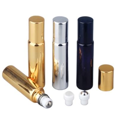 China Personal Care 5ml 10ml Gold Plating To Perfume Stainless Steel Ball Essential Oil Roller Bottles for sale