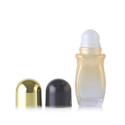 China Personal Care Luxury Cosmetics Big Amber Roller Bottles 50ml Clear Ball Roller Bottles Essential Oil Glass Bottles for sale