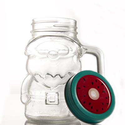 China Santa Claus Pattern Design Mason Jar Beverage Christmas Decoration Drinking Bottle For Gift for sale