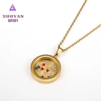 China Fashionable Virgin Mary Necklace Pendant Stainless Steel Round Box Star Diamond Necklace 18K Muslim Vacuum Plating for sale