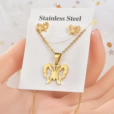 China 2021 Religious Stainless Steel Necklace Earring Set Exquisite Figure Animal Set 18K Vacuum Plat High Quality for sale