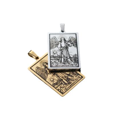 China Hiphop Vintage Stainless Steel Tarot Pendant Vacuum 22 18K Plated Titanium Steel Men's Necklace Accessories for sale