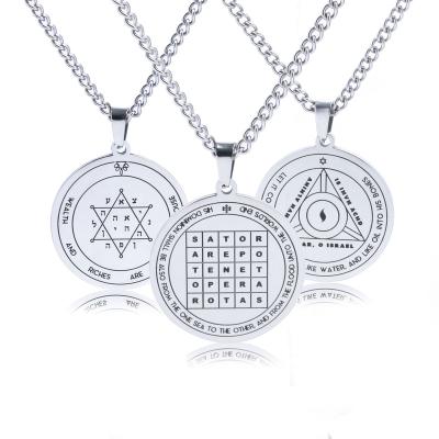 China TRENDY Classic Amulet Necklace of Solomon Key Necklace Stainless Steel Mars Jupiter Saturn Pentagram Magic Array Vintage for sale