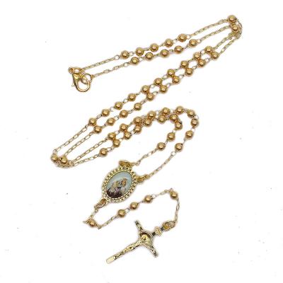 China Fashionable Gold Plated Holy Father Virgin (Random Ornament Cross Religious Catholic Sticker Necklace Rosary Design) for sale