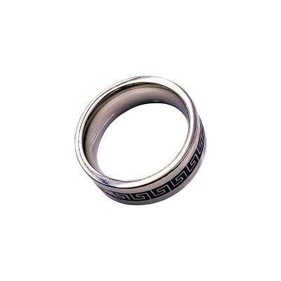 China CLASSIC European and American classic men's stainless steel ring black drop oil mirror timeless quality for sale