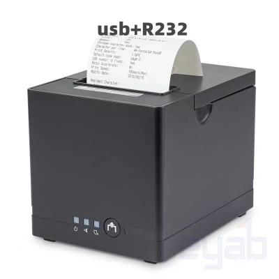 China 80mm POS cash register receipt printer usb+lan paper cutter black and white cheap thermal automatic printer for supermarket kitchen cashier for sale