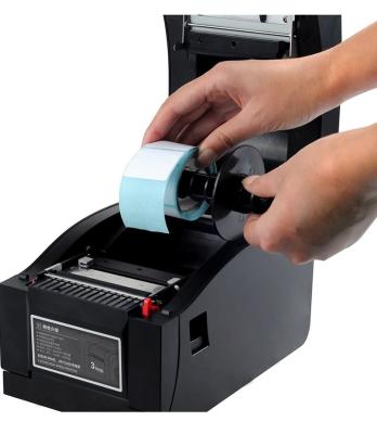 China 3 inch black and white thermal label printer self adhesive barcode printing paper toothUSB auto peeling blue mobile phone printing XP-350BM for sale