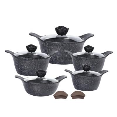 China non stick cookware sets non stick marble coating cookware and bakeware set with nonstick coating cooking pots and pans for sale