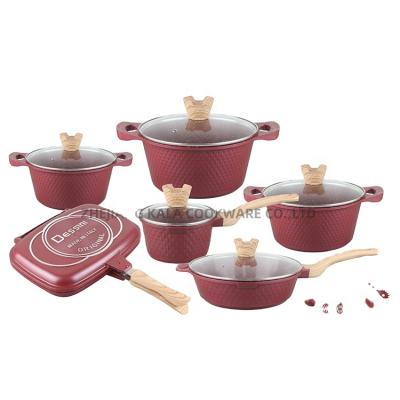 China Dessini 23pcs non stick cookware sets non stick frying pan cooking pot marble stone cookware with cookware parts for sale