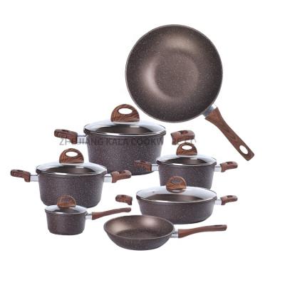 China marble non stick cookware sets non stick nonstick forged aluminum cookware set induction pot for cooking frying pan for sale