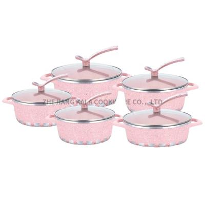 China dessini cookware marble 10Pcs non stick cookware sets non stick cooking pot cookware sets marble coating manufacturer for sale