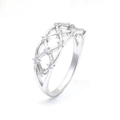 China Fashion TRENDY Simple Style Grid 925 Silver Ring for sale