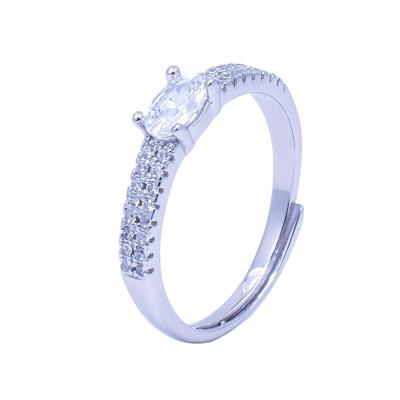 China China Manufacturer 3A Zircon FASHIONABLE Engagement Ring Woman Adjustable Silver Ring 925 Sterling Silver for sale