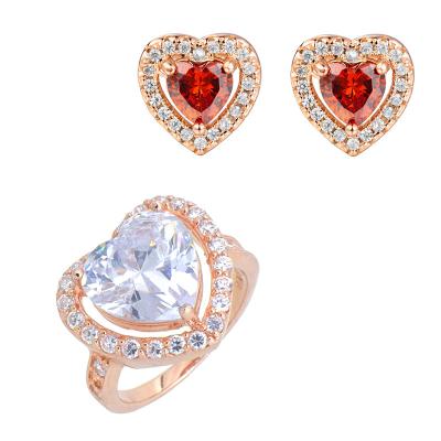 China Best Seller FASHIONABLE Heart Shaped Ring For Women 925 Sterling Silver Jewelry 925 Set 925 Silver Stud Earrings for sale