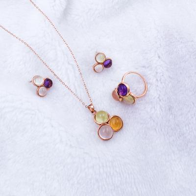 China CLASSIC three-color 925 natural stone 925 sterling silver 925 sterling silver sets for sale