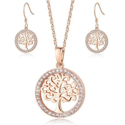 China TRENDY Tree of Life 925 Sterling Silver 18k Gold Plated 925 Silver Jewelry Set Necklace for sale