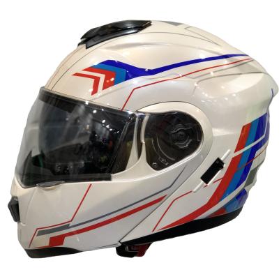 China Factory Luxury Motorcycle Full Face Modular Helmet Flip Up Dual Visor DOT Approved Pearl White for sale