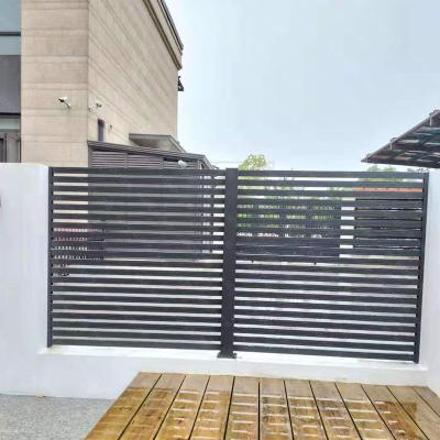 China Easily Assembled Aluminum Fence HANDU Barrier Aluminum Vertical Slat Panels Satin Black for sale