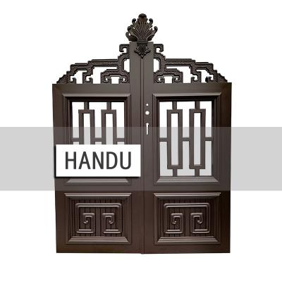 China Modern Aluminum Garden Fence HANDU Factory Powder Base Track Coating Designs For Villa And House Gates for sale