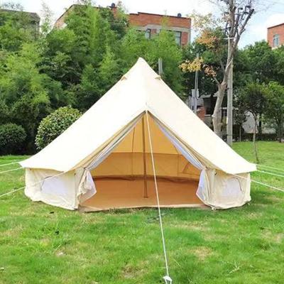 China Water Resistant 5M Cotton Canvas Outdoor Waterproof Beige Camping Bell Tent for sale