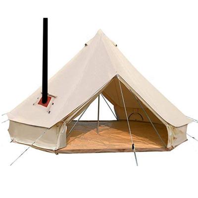 China Water Resistant 2 Door 5m Luxury Cotton Canvas Bell Camping Tent With Resistant Stove Hole for sale