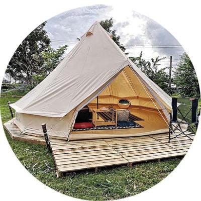 China Water proof manufacturers luxury outdoor safari canvas 5m glamping bell tent for resorts for sale