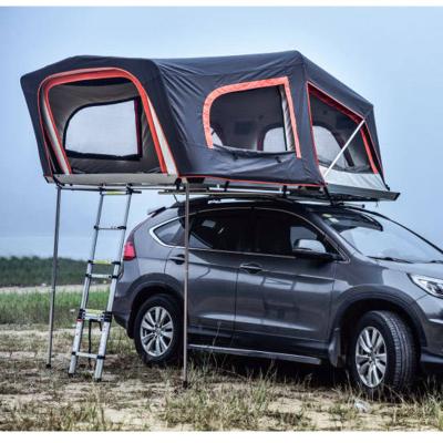 China Straight Tether Type Family 4 People Electric Shell Awning Annex 4 Hard Car Roof Top Moving Tent for sale