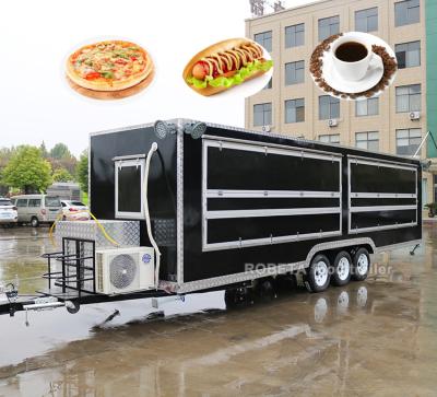 China Vegetable processing plant 9 meter 30ft large square fast food trailer truck snack vending trucks for sale