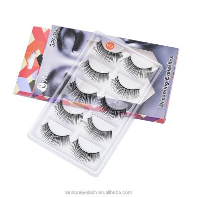 China OEM Long Service Natural Private Label 5 Pairs Per Different Tray False Eyelashes Strip False Eyelashes for sale