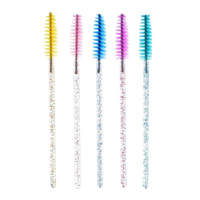 China Crystal Eyelash Makeup Brush Diamond Wholesale Handle Mascara Magic Wands Tool Disposable Eyelash Cleaning Extension Brush for sale