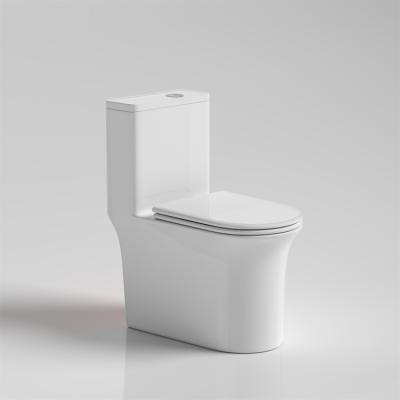 China Double-Flow Ceramic Sanitary Ware Bathroom Washroom Toilet High Quality One Piece With Soft Closed Seat Cover for sale