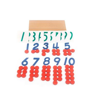 China Intelligence Developing School Teaching Wooden Montessori Math Arithmetic Learning Tools Cards and Counters for sale