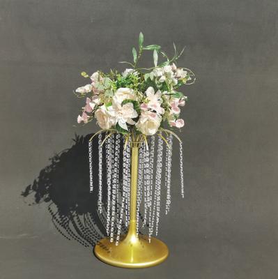 China Acrylic crystal table centerpiece flower shape metal tree hanging crystal table centerpiece for sale