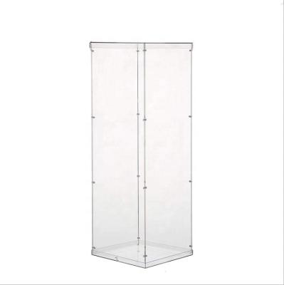 China Clear Acrylic Ready To Ship Tall Clear Acrylic Square Flower Vase Column Stand For Wedding Event Party Decoration for sale