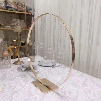 China Metal With Crystal Top Selling Wholesaler High Quality Metal Flower Arch Stand Centerpieces With Glass Ball Candelabra for sale